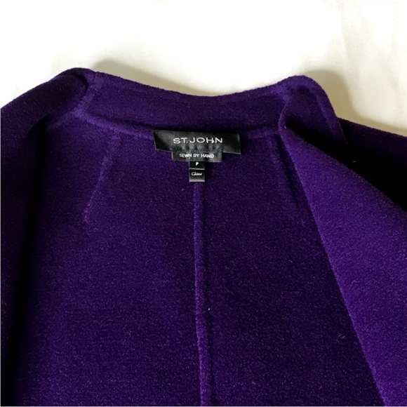 St. John Hand Sewn Coat Wool Blend Sz P Purple Patch Pockets - Picture 2 of 13